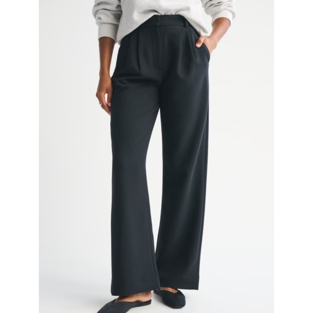 Abercrombie & Fitch Curve Love Sloane Tailored Wide Leg Pant Black Women 28/6